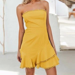 Tie back yellow mini dress